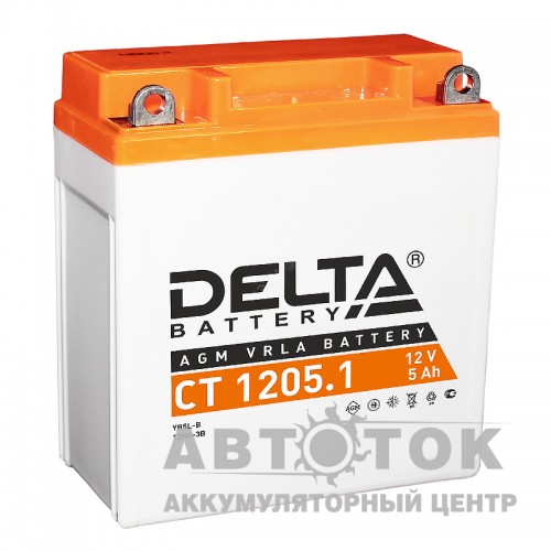 Мотоаккумулятор Delta CT 1205.1, 12V 5Ah, 65А YB5L-B, 12N5-3B