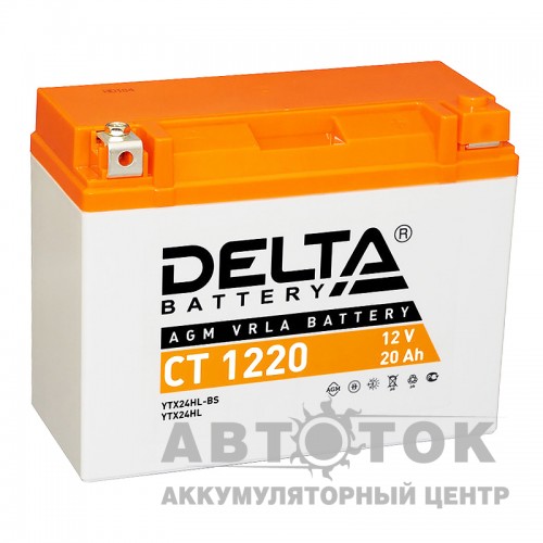 Мотоаккумулятор Delta CT 1220, 12V 20Ah, 250А Y50-N18L-A3, YTX24HL-BS, YTX24HL обратная пол.