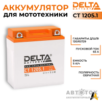 Delta CT 1205.1, 12V 5Ah, 65А YB5L-B, 12N5-3B