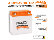 Delta CT 1205.1, 12V 5Ah, 65А YB5L-B, 12N5-3B