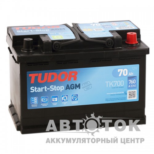 Автомобильный аккумулятор Tudor Start-Stop AGM 70R 760A  TK700