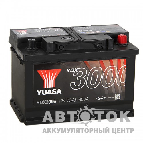 Автомобильный аккумулятор YUASA YBX3000 75R 650А  YBX3096