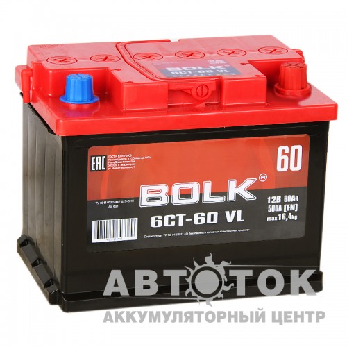 Автомобильный аккумулятор BOLK 60R 500A  AB600