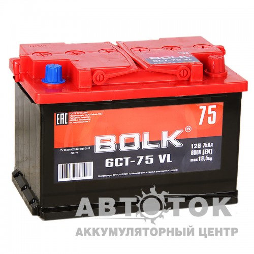 Автомобильный аккумулятор BOLK 75R 600A  AB750