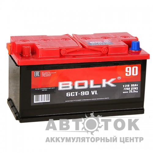 Автомобильный аккумулятор BOLK 90L 720A  AB900