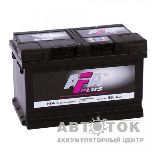 Автомобильный аккумулятор AFA Plus 72R низ. 680A  HS-N3