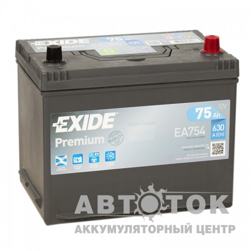 Автомобильный аккумулятор Exide Premium 75R 630А  EA754