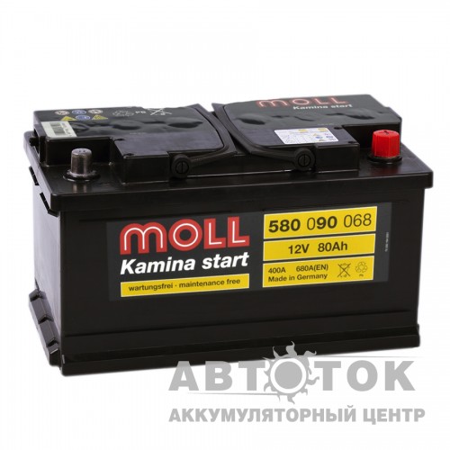 Автомобильный аккумулятор Moll Kamina Start 80SR низ. 680A