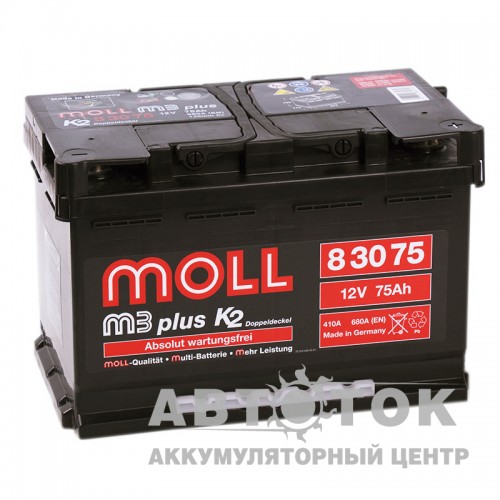 Автомобильный аккумулятор Moll M3plus 75R 680A