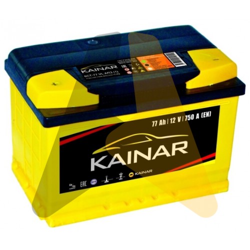 Автомобильный аккумулятор KAINAR 77 Ач п.п. 750А